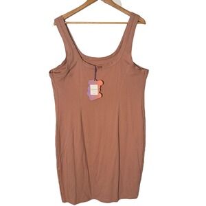 Yitty Plus Size Bodycon Body Butter Tank Short Dress Size 3X Brown Stretch NEW